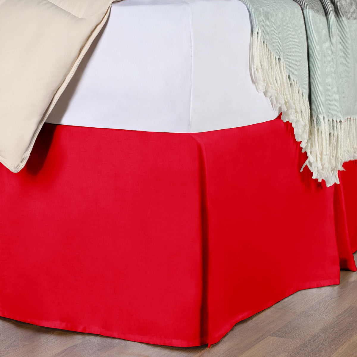Pleated Bed Skirt with 18 Inches Drop - 78 x 80 Inches Egyptian Cotton 1000 Thread Count Bed Spring Cover