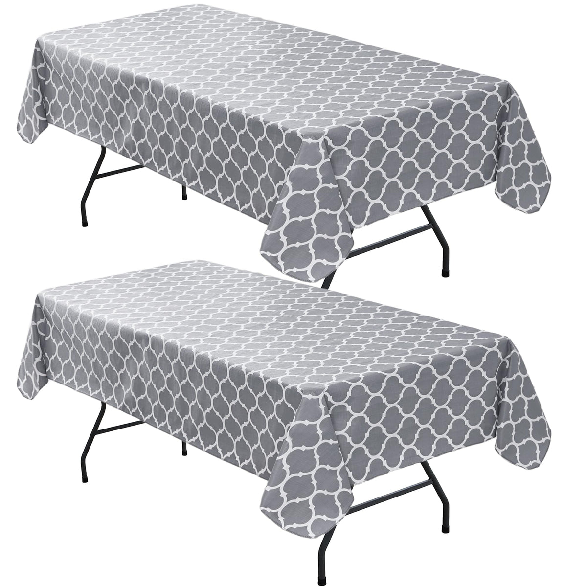 Vinyl Tablecloth with Flannel Backing 2 Pcs 60x84 in Moroccan Grey