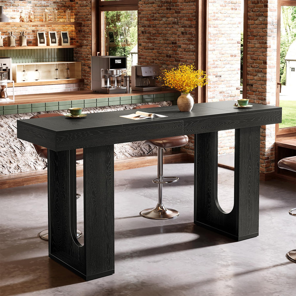70.9-Inch Extra Long Bar Table, Modern Counter Height Pub Table, Rectangular Home Coffee Bar Unit with Sturdy Legs