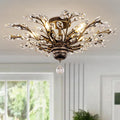 Five-Light Vintage Crystal Ceiling Light, Classic Beaded Drops