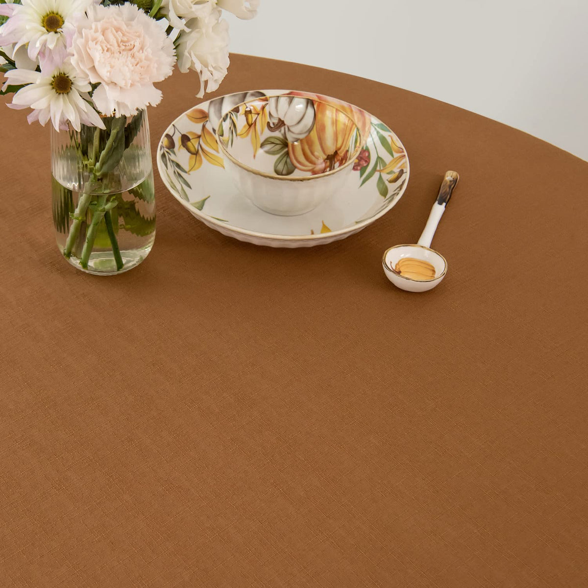 Fall Tablecloth Linen Looking Texture Stain Resistant Waterproof Anti-Shrink Spillproof Washable Soft Table Cloth