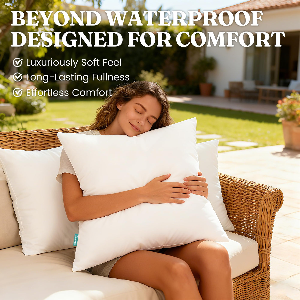 22x22 Outdoor Throw Pillow Inserts - Set of 2 Waterproof Cushions