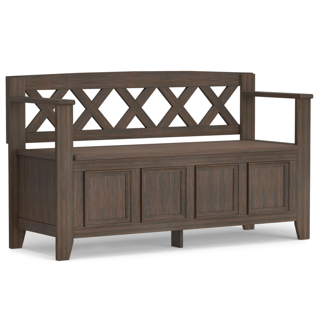 Amherst 48" Wide Solid Wood Storage Bench in Farmhouse Brown