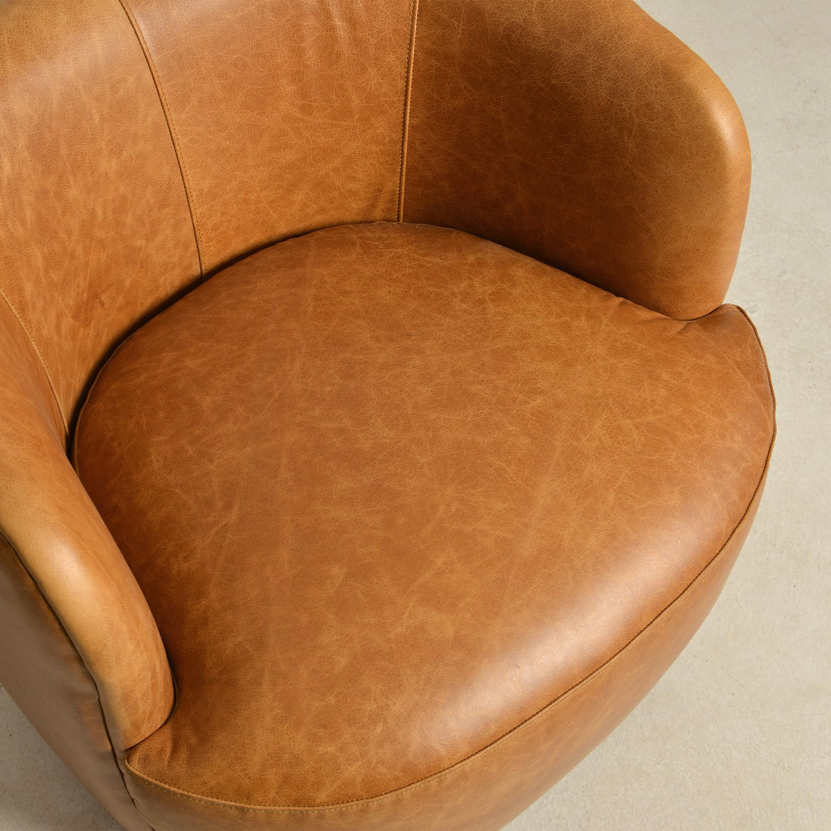 Set of 2 Top Grain Genuine Leather Upholstered Swivel Barrel Chair