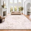 Washable Area Rug, Large Vintage Distressed Medallion Rugs