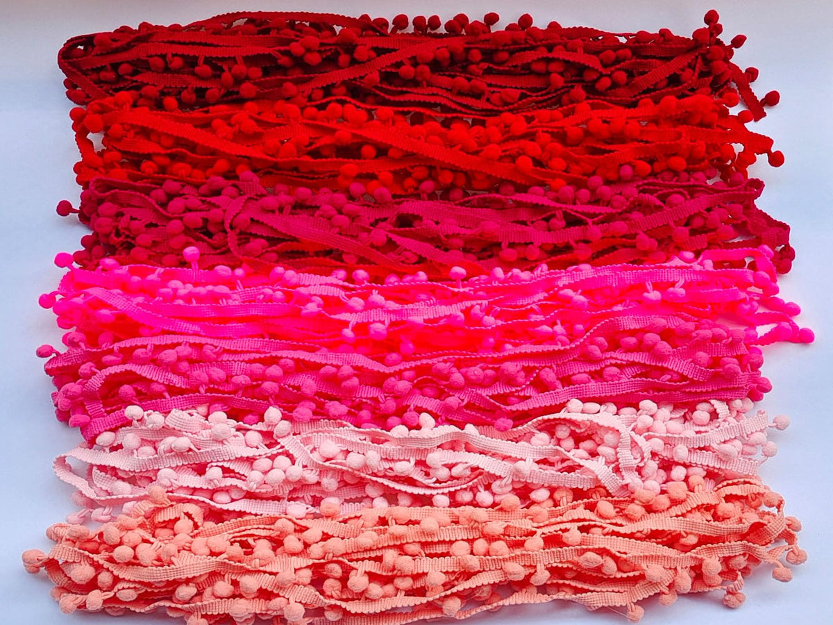 Pom Pom Trim 30 Yards 30 Colors 12mm Ball Fringe Trim for Sewing Accessory Decoration DIY Crafts (Mixed Color 1, 12mm