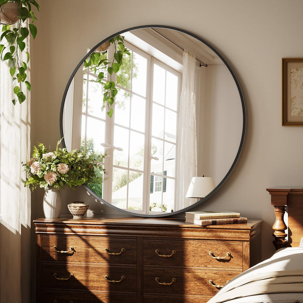 40 Inch Round Mirror - Black Circle Mirrors