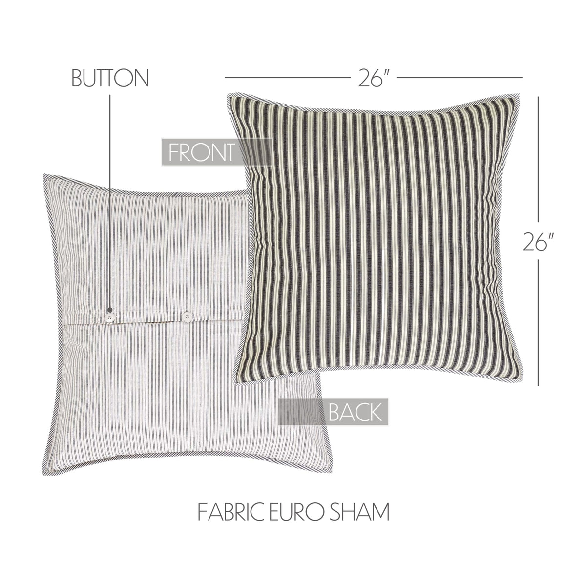 Ashmont Bedding Accessory, Ticking Stripe Euro Sham 26x26