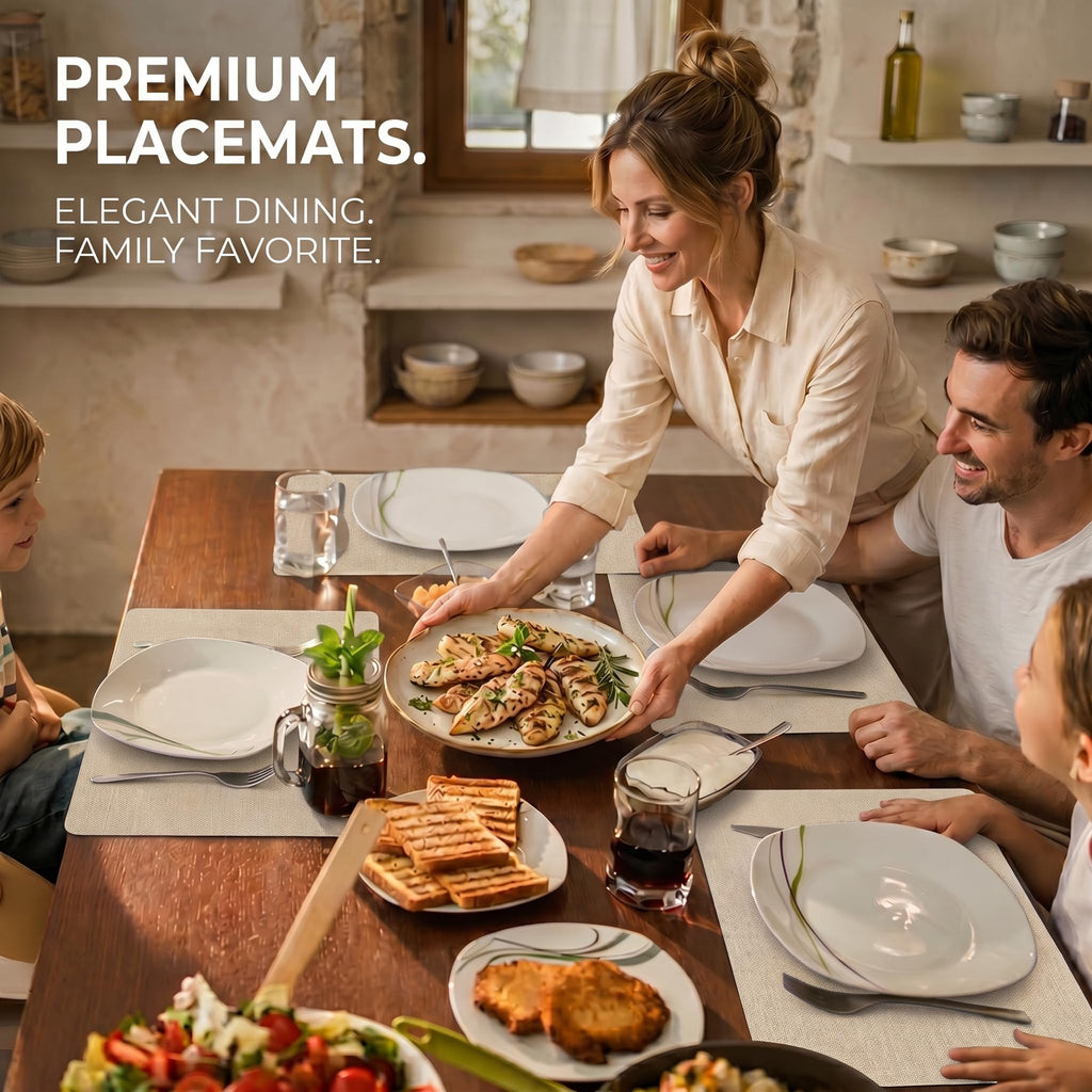 Faux Leather Placemats Set of 4, Wipeable Waterproof Stain Resistant Table Mats, Heat Resistant Thick Placemats with