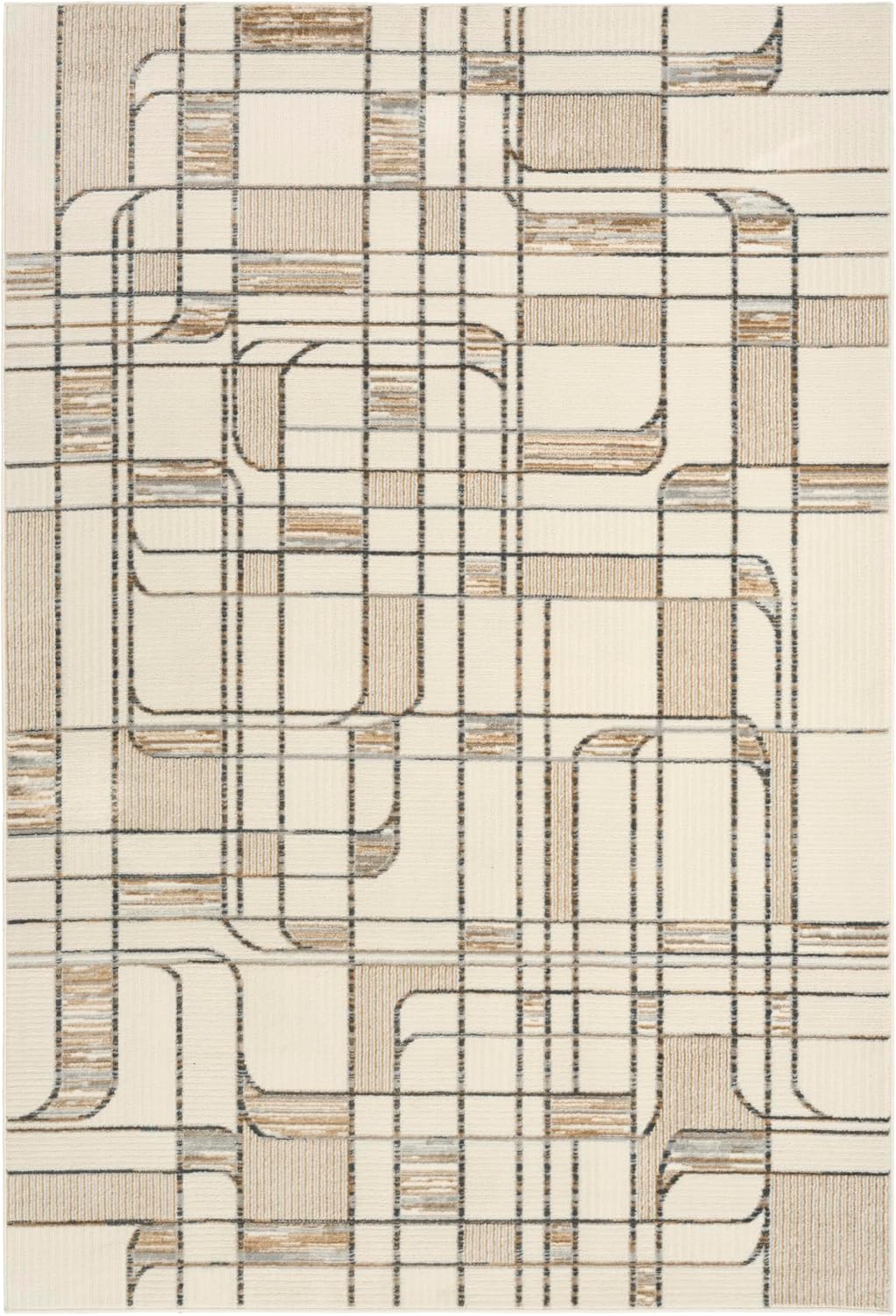 Home Nordic Ivory Multicolor Area Rug - Easy Clean, Non Shedding, Bed Room, Living Room, Dining Room, Kitchen