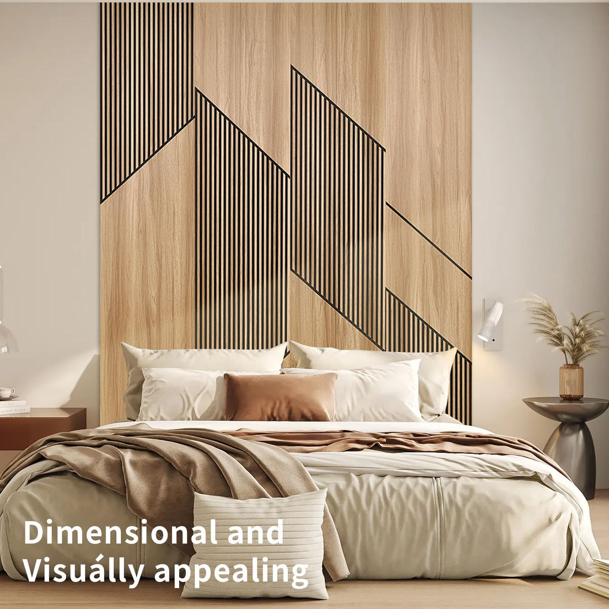 4-Pack Teak Wood Grain 3D Wall Panels with Adhesive, Peel and Stick PVC Wall Tiles for Accent Wall, Covers 48.83 Sq