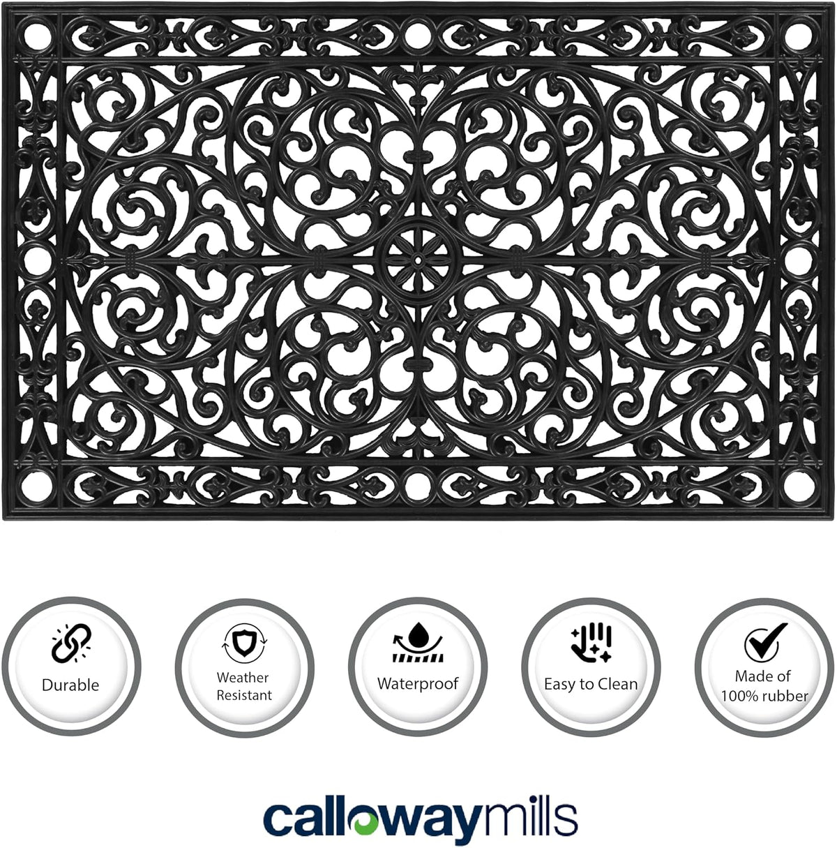 AZ900222436 Gatsby Rubber Doormat, 24" x 36", Black