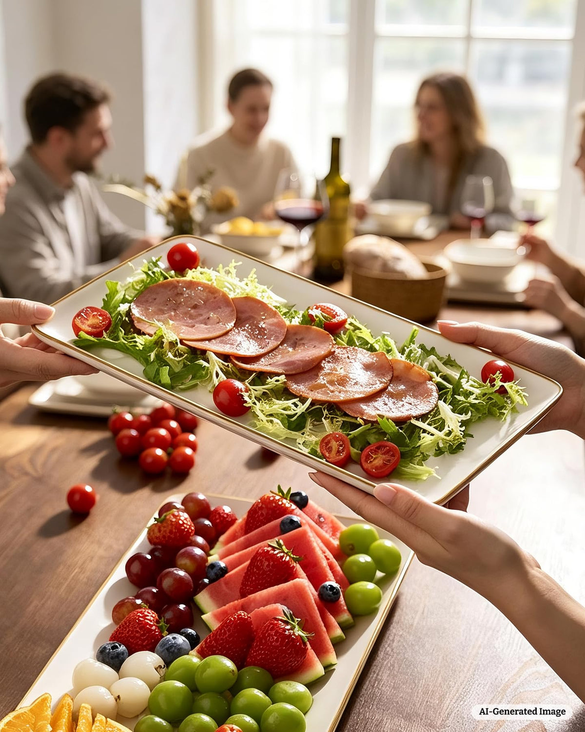 Serving Platters Set of 3 Sizes - Rectangular, Matte White
