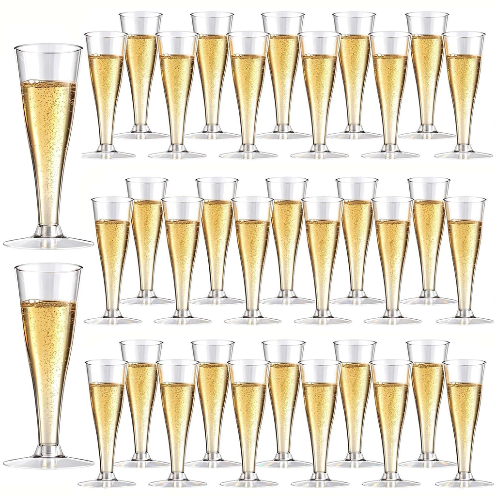 200 Pack Plastic Champagne Flutes Disposable Wine Glasses, 4.5 Oz Clear Mimosa Glasses Cocktail Cups for New Year Eve