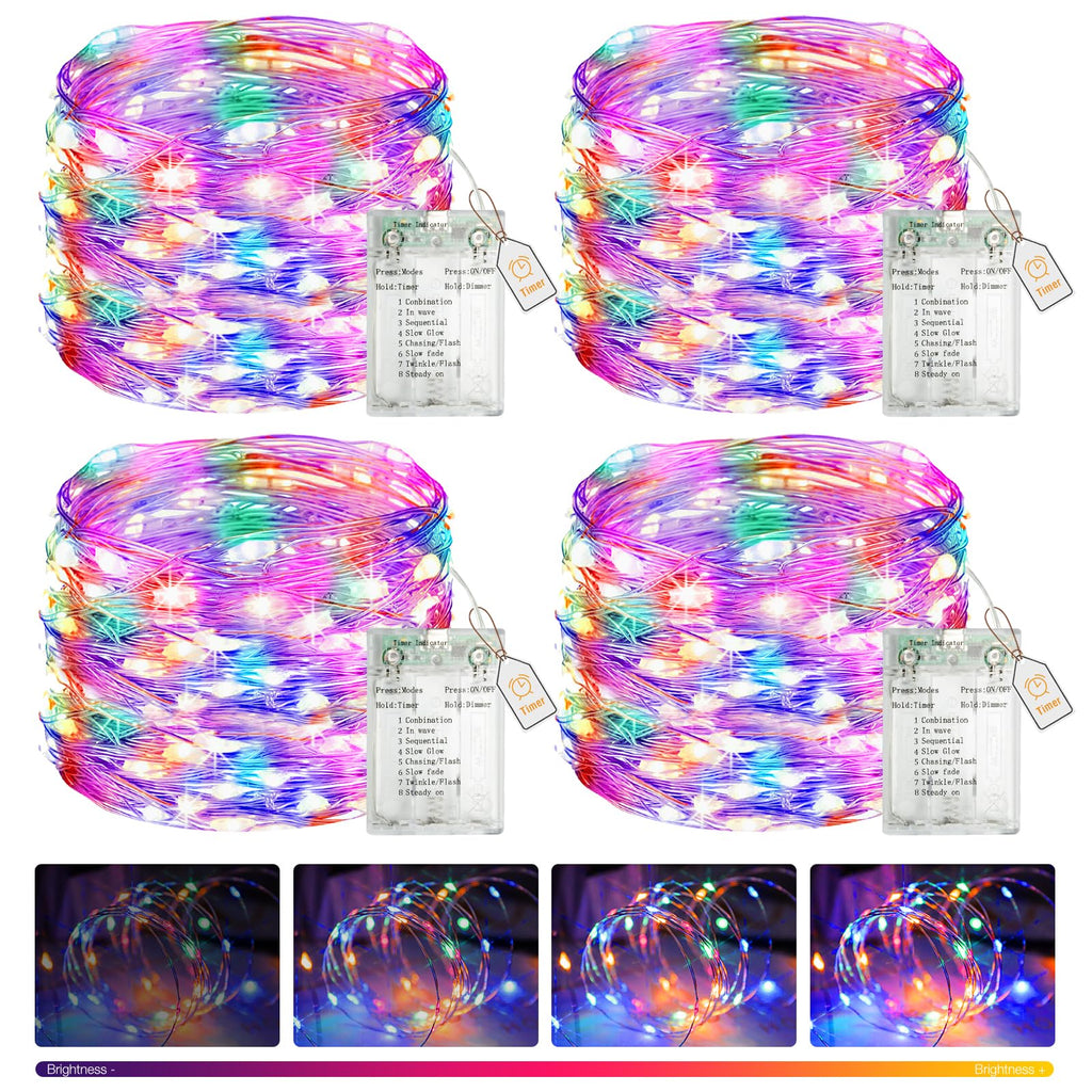 4 Pack Fairy Lights Battery Operated, 16FT 50 LED Twinkle Lights