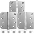 Ball Bearing Door Hinges, 4 x 4 Inches Door Hinges, Square and 5/8'' Radius Corner, Heavy Duty Stainless Steel