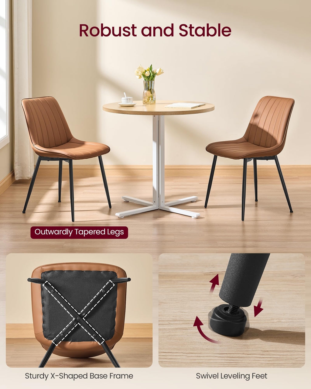 Dining Chairs Set of 6, Upholstered Kitchen Chairs, PU Leather