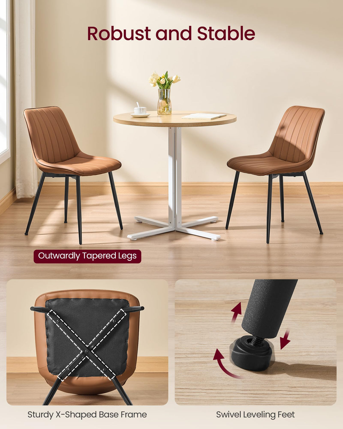 Dining Chairs Set of 6, Upholstered Kitchen Chairs, PU Leather