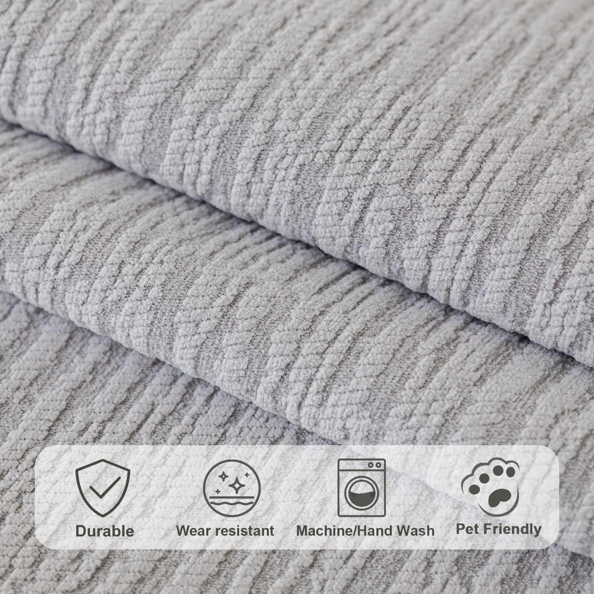 Soft Waterproof Chenille Cover Washable, Non Slip Sectional Sofa Covers for 3 Cushion Couch Sofa L Sharped Sofa