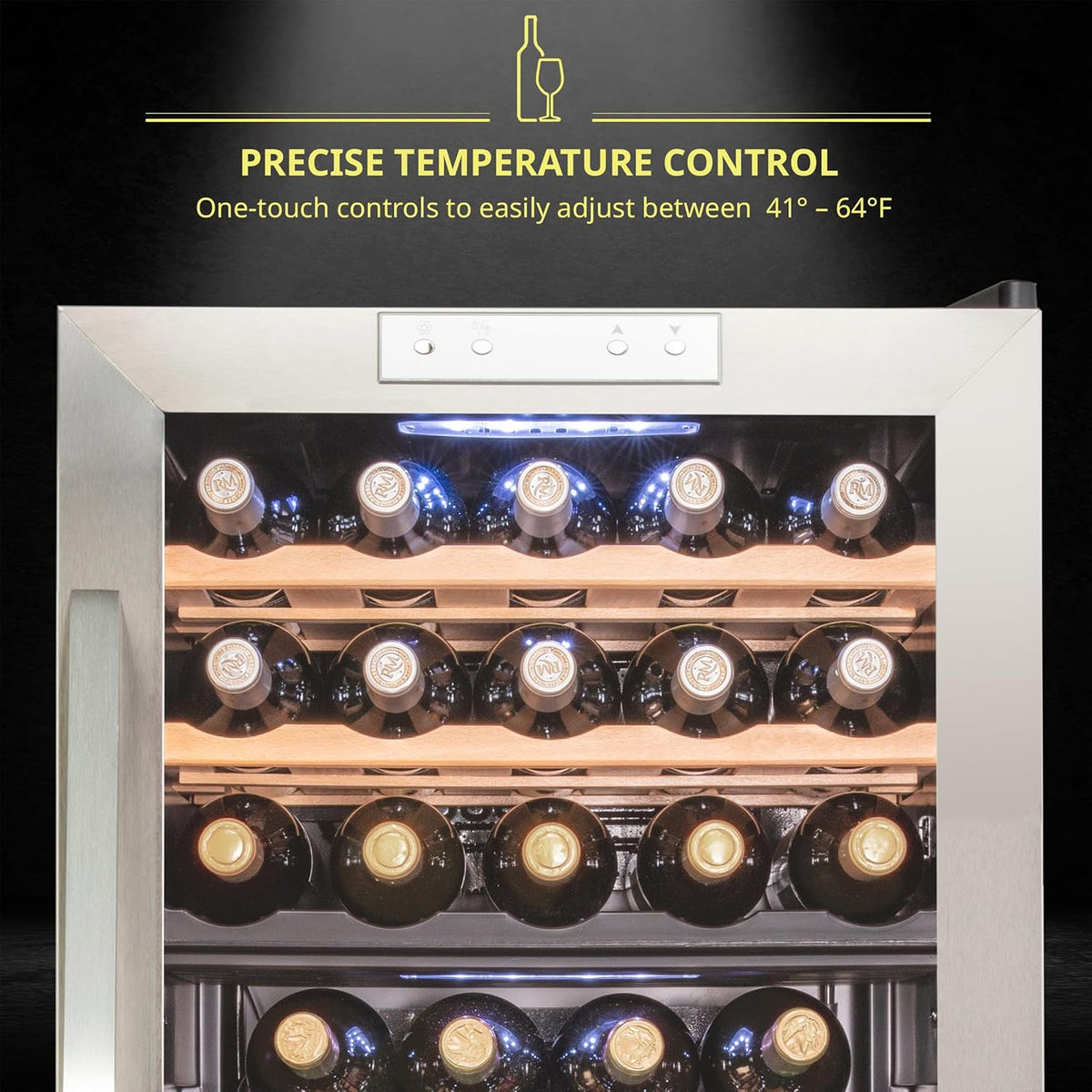 33 Bottle Dual Zone Wine Cooler Refrigerator w/Lock - Large Freestanding Wine Cellar For Red, White