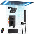 Dual Rain Shower System with Up/Down Waterfall Bathtub Spout, Ceiling Mount 14 x 20 Inch LED Shower Head Rainfall