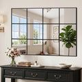 Window Pane Mirror, 48x35 Inch Black Rectangular Wall Mirror