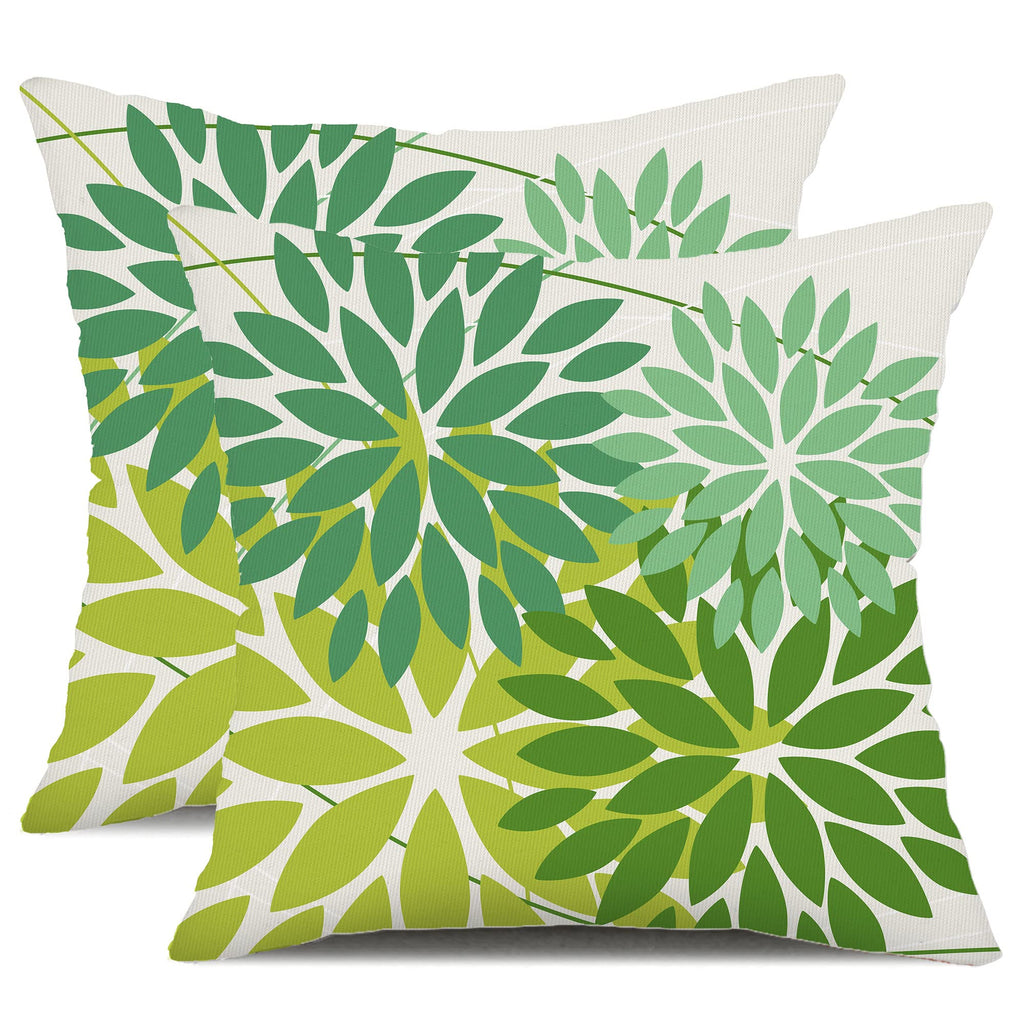 Pack of 2 Outdoor Waterproof Throw Pillow Covers 16x16 Shade of Green