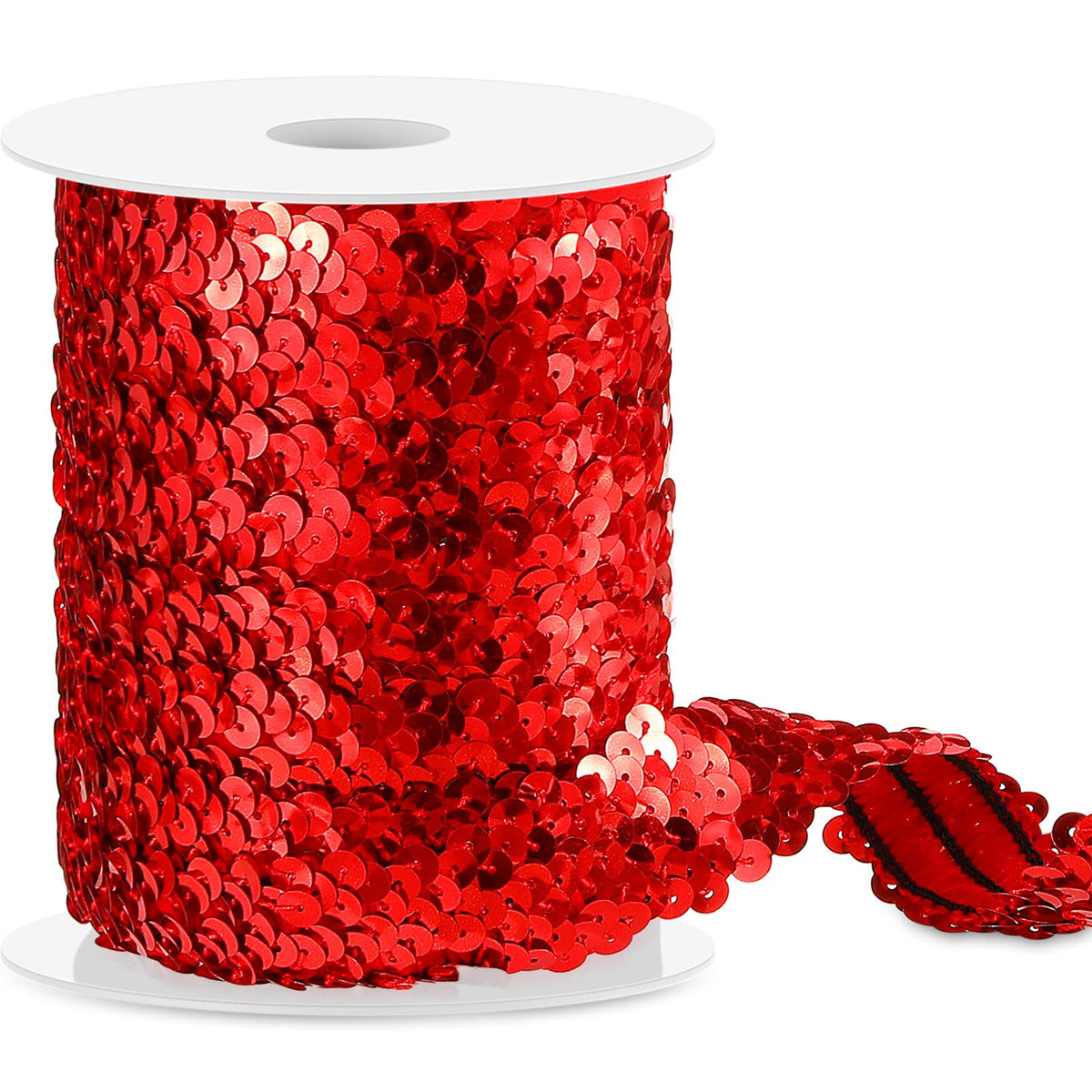 Red Sequin Trim, 1 Inch Glitter Ribbon for Halloween Craft - 11 Yard