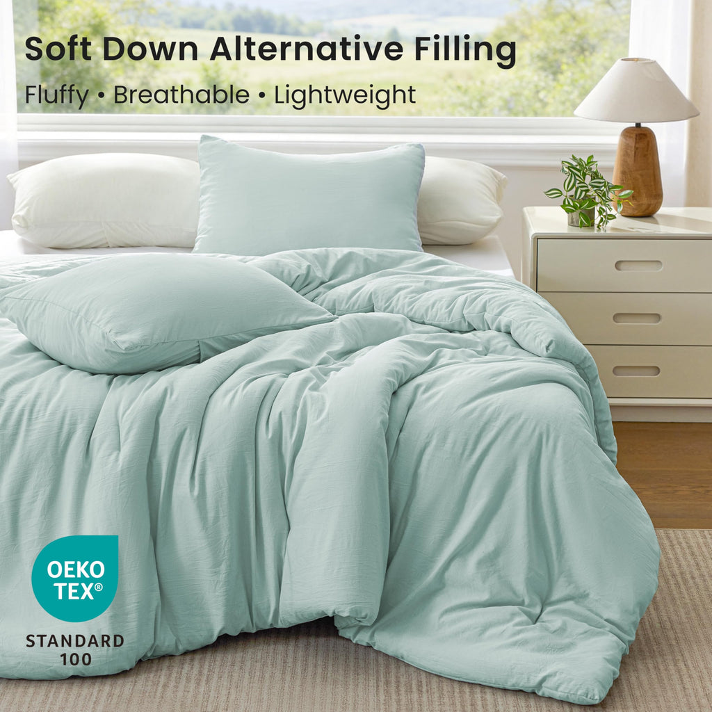 Comforter Set, 3-Piece Linen Blend Bedding Set