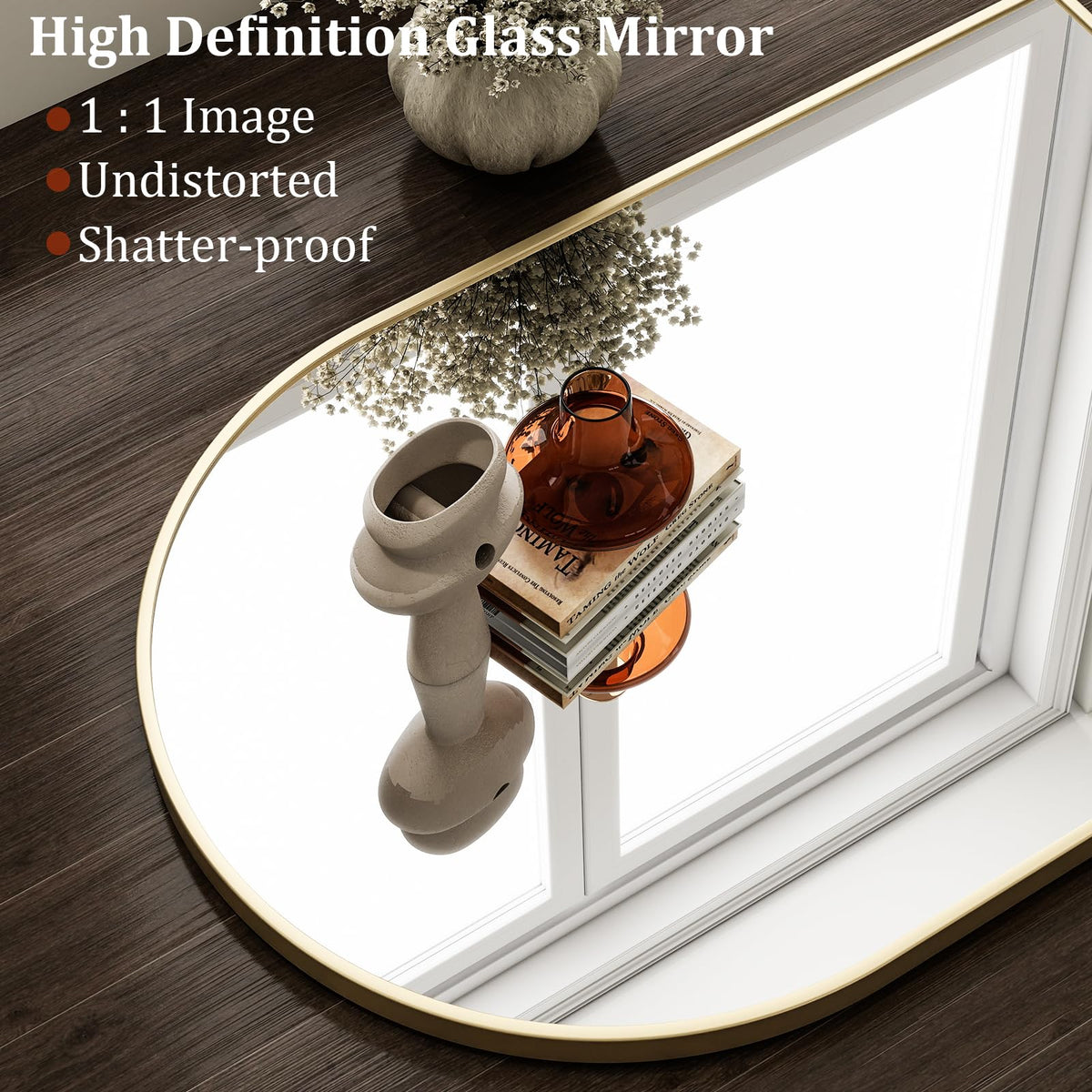 Arched Wall Mirror 24"x36" Gold Metal Frame Vanity Mirrors