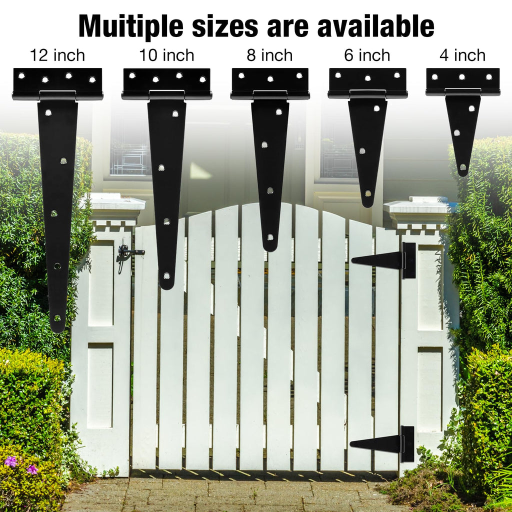 Matte Black T Gate Hinges for Wood Shed Barns 2 Pack 6 Inch 2.5mm