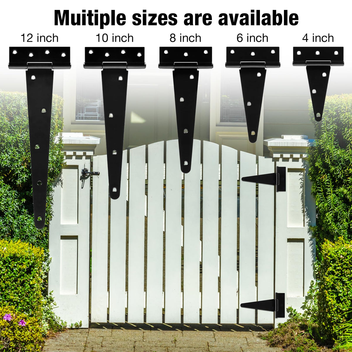 Matte Black T Gate Hinges for Wood Shed Barns 2 Pack 6 Inch 2.5mm