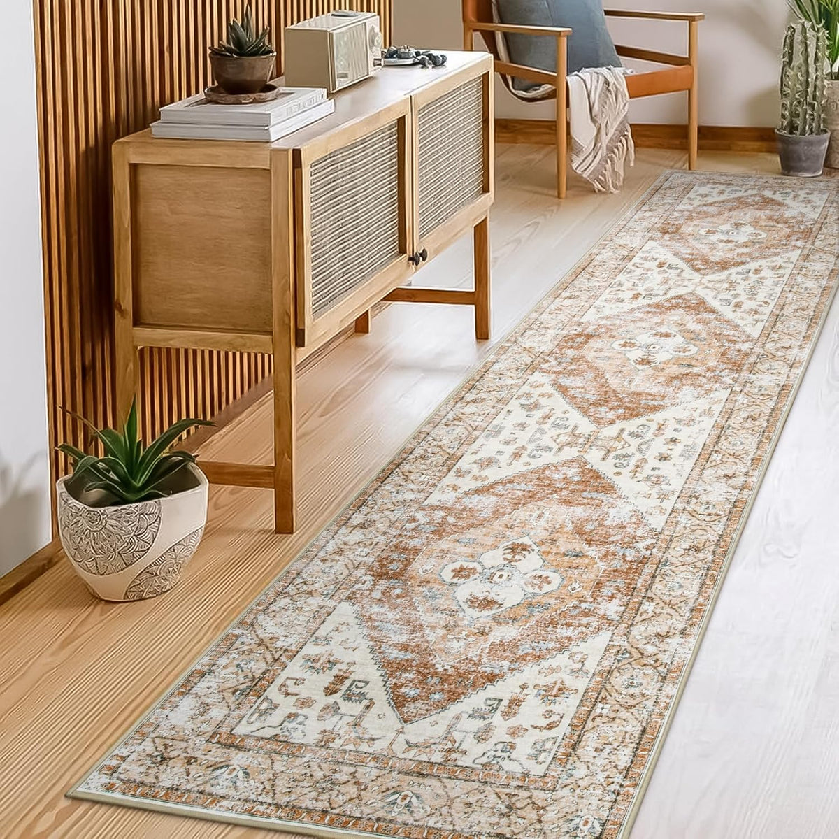 Boho Carpet Runners Washable Non-Slip Runner Rug Non-Shedding Lightweitht Long Kitchen Carpet, Oriental