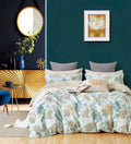 Baby Blue Paisley Floral 3-Piece Cotton Reversible Duvet Cover and Pillow Shams (King)