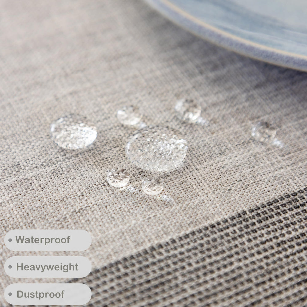 Waterproof Cotton Linen Washable Square Tablecloth 52 x 52 Inch Grey
