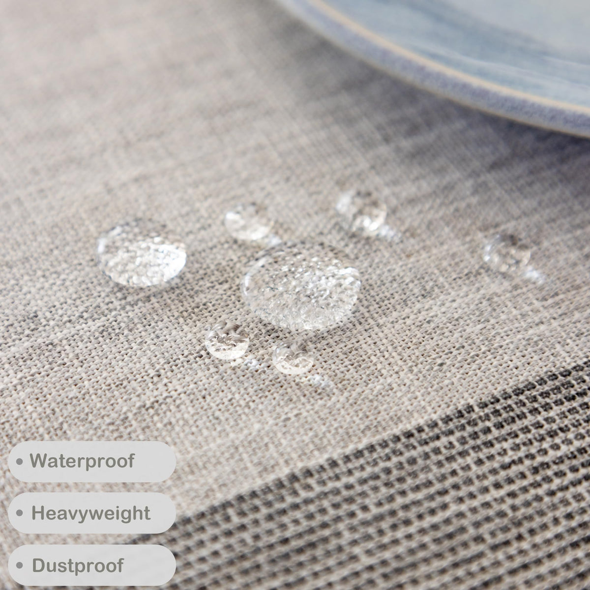 Waterproof Cotton Linen Washable Square Tablecloth 52 x 52 Inch Grey