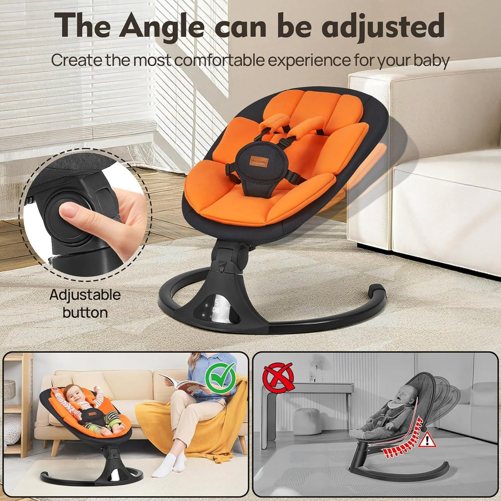 Swings for Infants Remote/Touch Speed Bluetooth 12 Melodies Orange