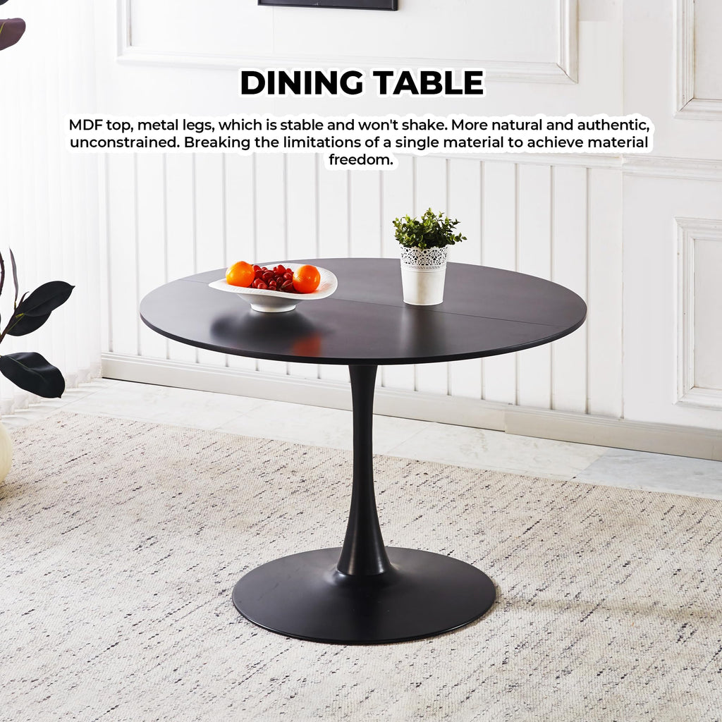 Inspired Saarinen Style 42" Round Tulip Table with Thickened Tabletop & Metal Pedestal