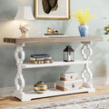 Farmhouse Console Table, 55 inch Long Sofa Table with Storage Shelves, 3 Tier Wood Accent Entry Table , Entrance