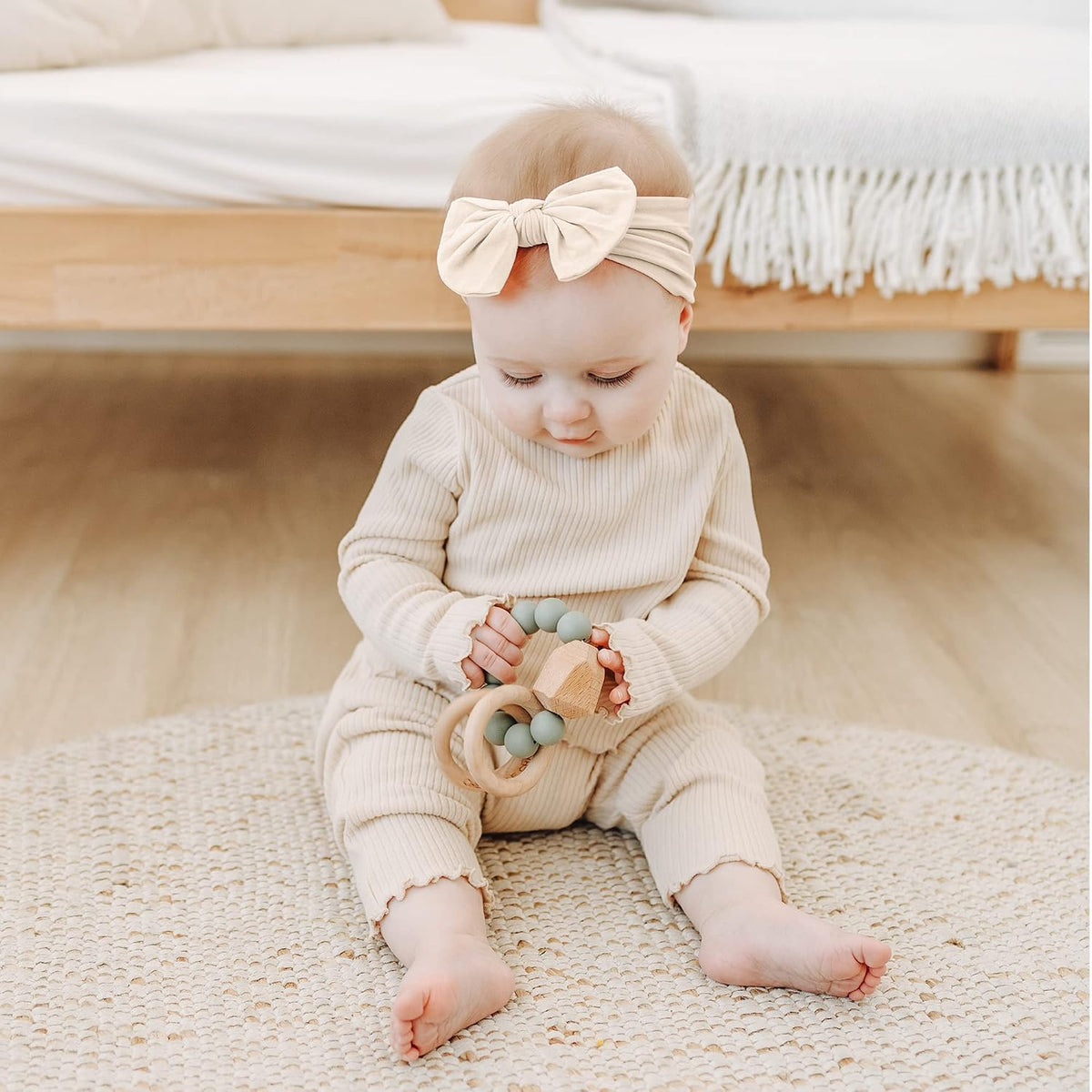20 Pcs Baby Girl Bows and Headbands, Elastics Nylon Hairbands
