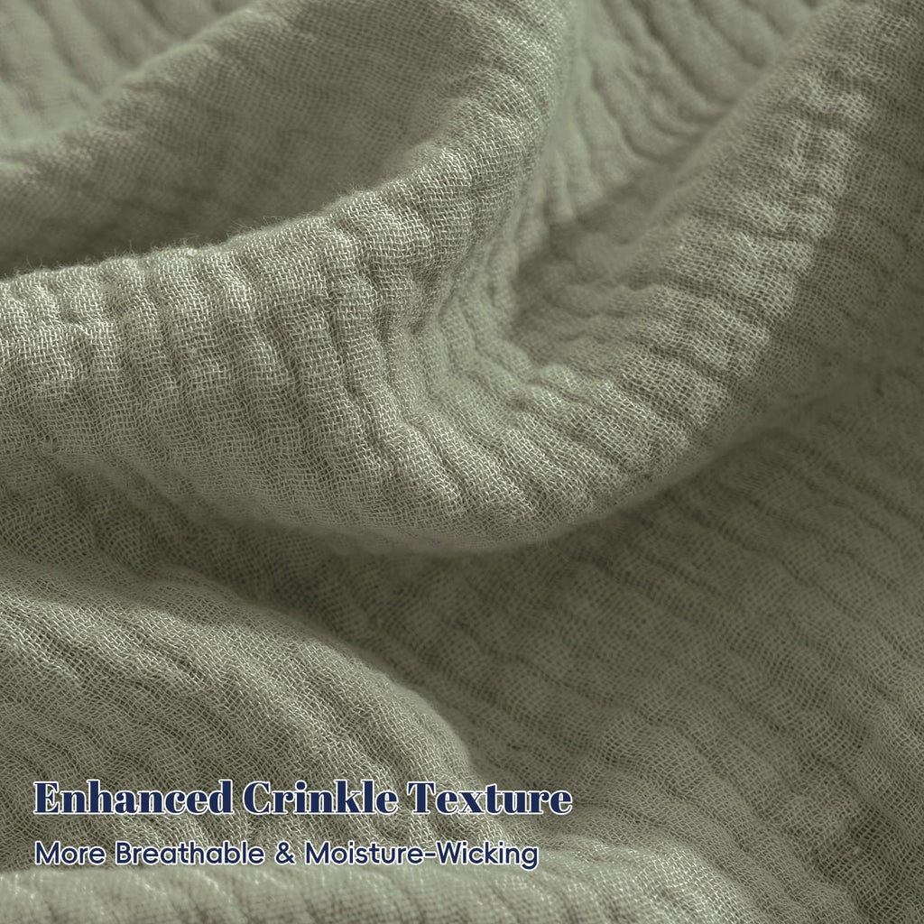 Cotton Muslin Ruffle Euro Sham Covers 26"x26", Dusty Sage, No Insert