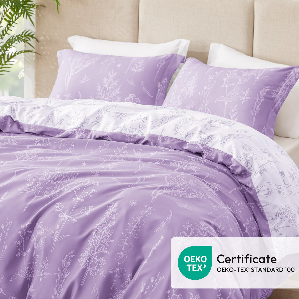 Floral Comforter Set Cute Bedding Reversible Lavender
