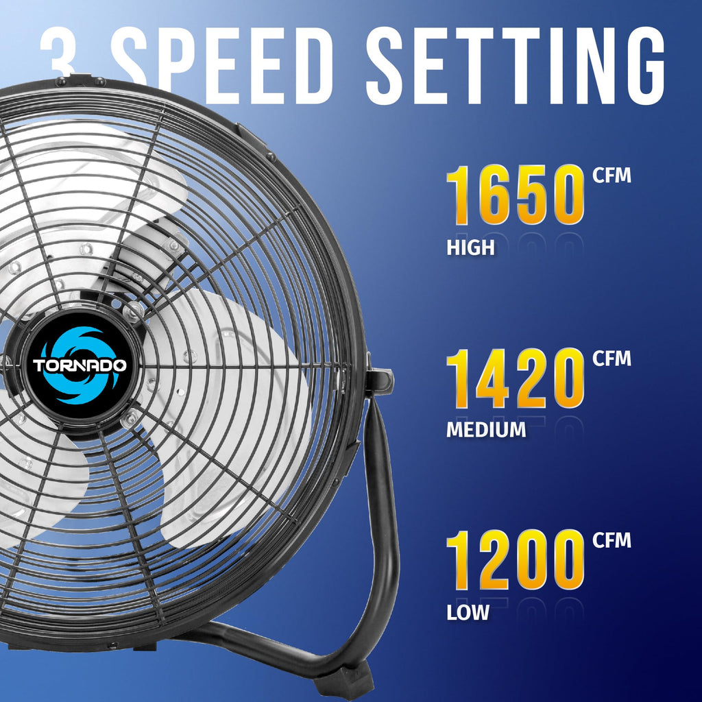 12 Inch Industrial Powerful Metal Floor Fan, 3-Speed High Velocity Cooling Floor Fan for Industrial, Commercial, and