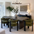 Modern Dining Chairs Set of 6, Upholstered Velvet Barrel Accent Chairs with Backrest & Arms, Wide and Thicker Padded
