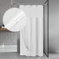 48 x 72 Waffle Weave Shower Curtain with Snap-in Liner Set White