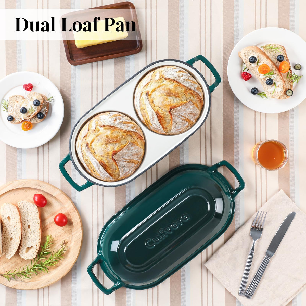Cast Iron Double Dutch Oven, Mini Enamel Sourdough Bread Pan with Lid