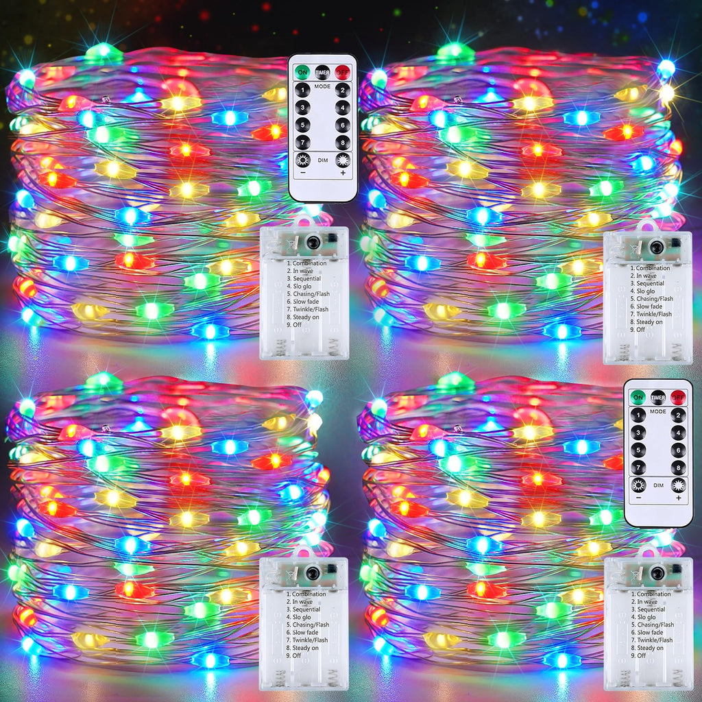 4 Pack Fairy Lights Battery Powered with Remote Twinkle Lights Multicolor