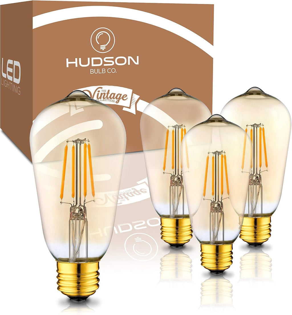 Vintage LED Edison 4W Bulbs - 2200K Dimmable Warm Illumination (40W Equivalent) - E26/27 Amber-Gold Tint