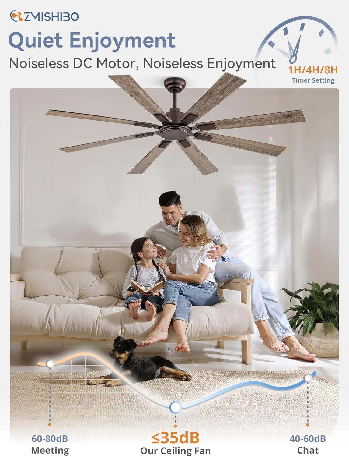 65 Inch Oil Rubbed Bronze Ceiling Fans No Light with Remote, Indoor/Outdoor Farmhouse Ceiling Fan Without Light
