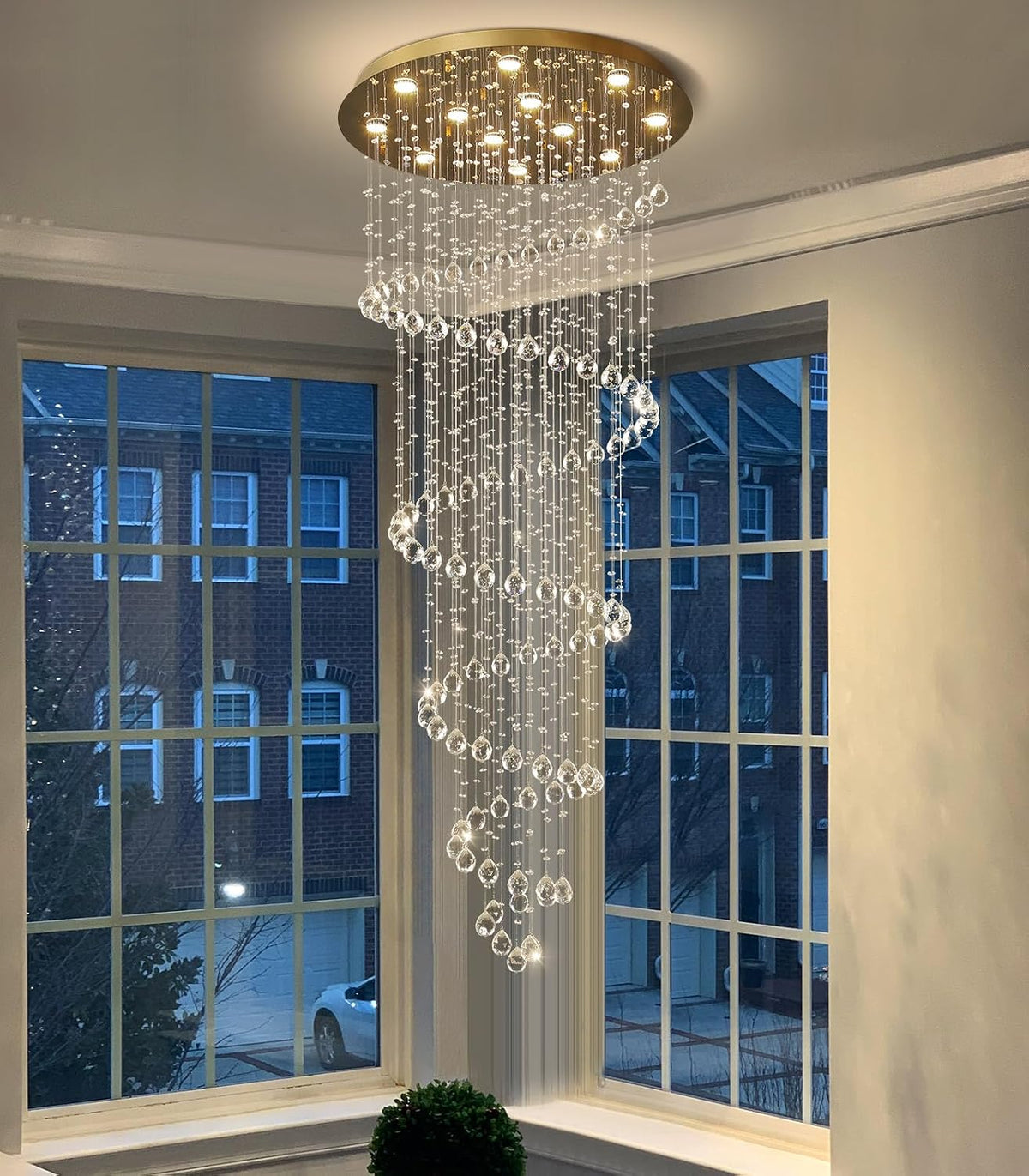 78-Inch Long Crystal Glam Chandelier for Two-Story Entryways and Stairs